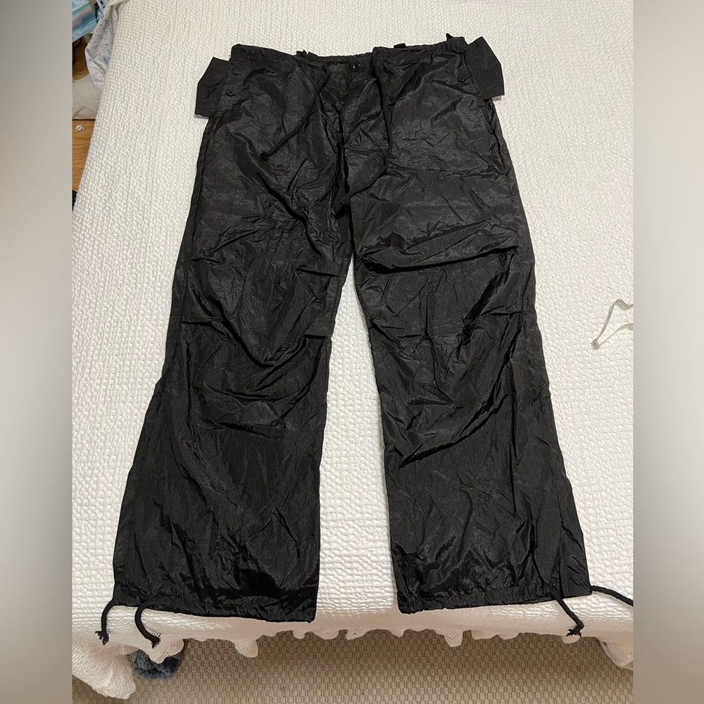Black Cargo Parachute Pants